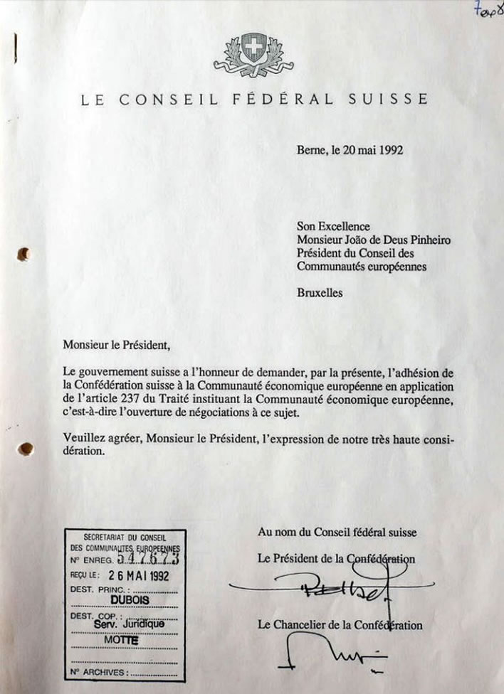 Swiss membership application for the EEC, 1992