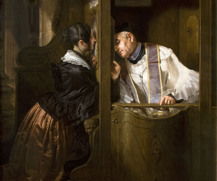 La Confessione by Giuseppe Molteni, 1838