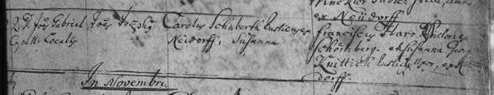 Birth register entry Johann Joseph (1) Schubert