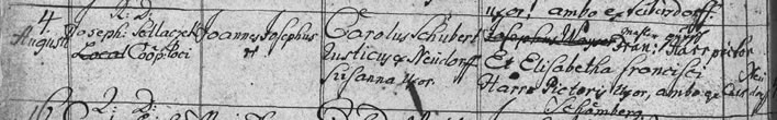 Birth register entry Johann Joseph Schubert