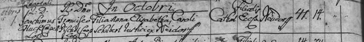 Death register entry Anna Elisabeth Schubert