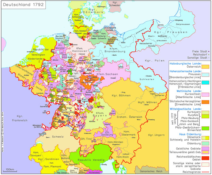 The European patchwork in 1792.