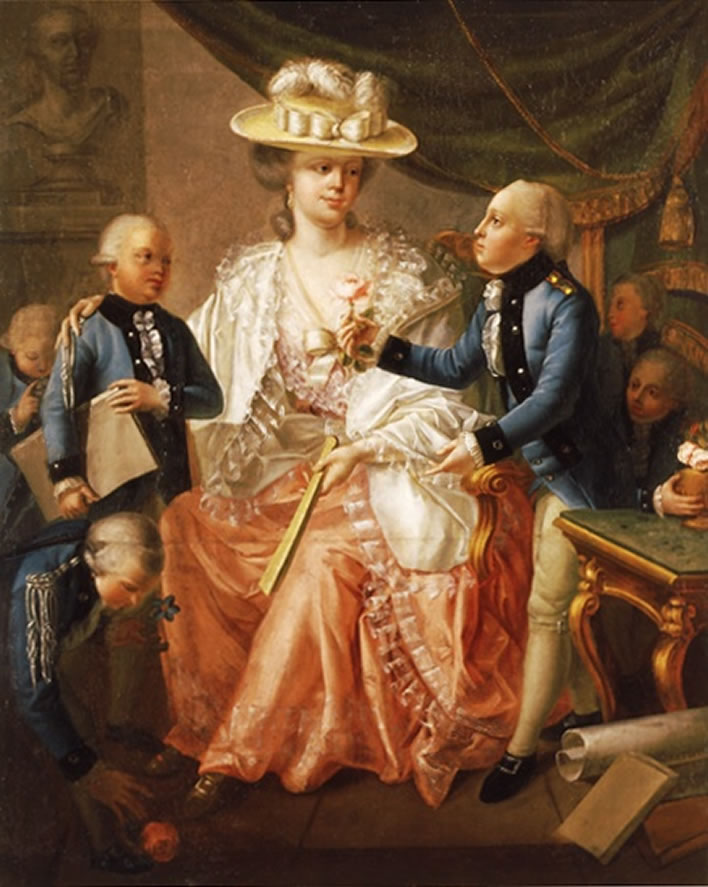 'Franziska von Hohenheim zu Besuch in der Hohen Carlsschule' by Weckherlin, 1780.