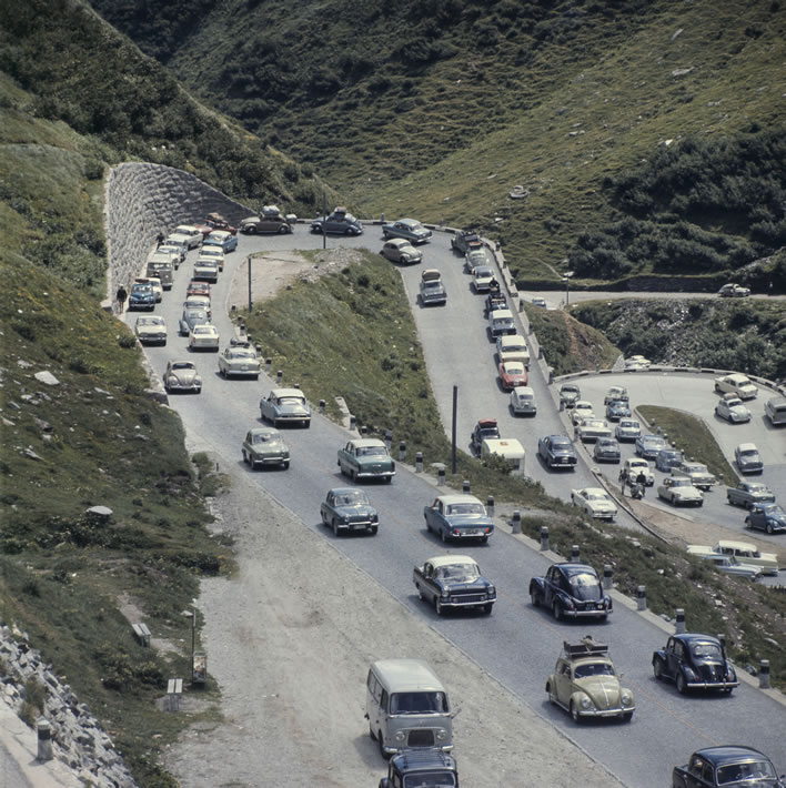 Traffic on the Gotthard Pass, 1962