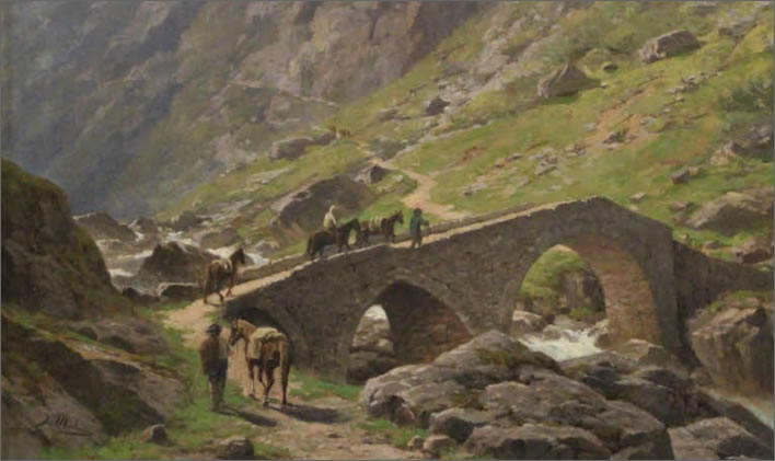 The Häderlisbrücke, painted by Muheim 1892