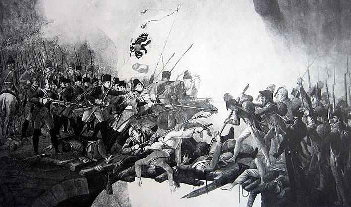 The battle on the Teufelsbrücke, 1799