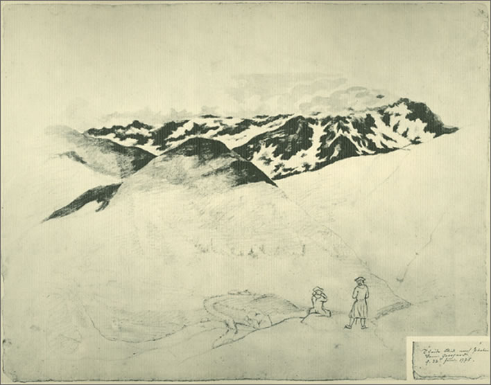 Goethe's sketch of the 'Scheideblick nach Italien'