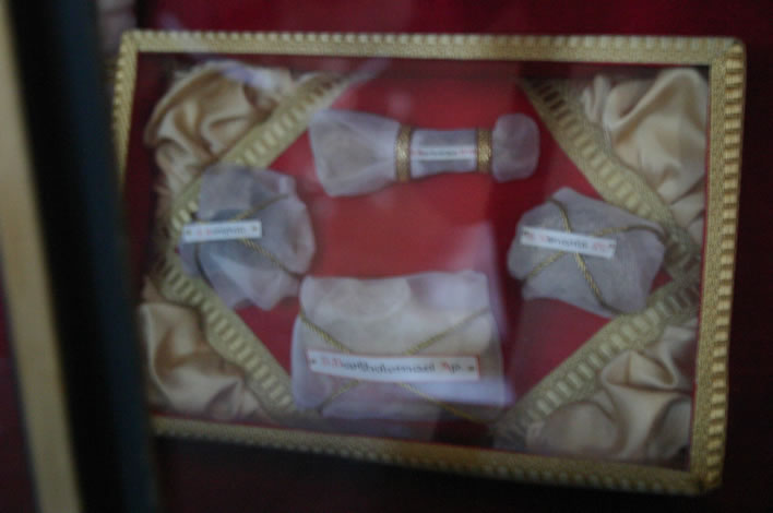The drawer containing part of Hildegard von Bingen's collection of relics.
