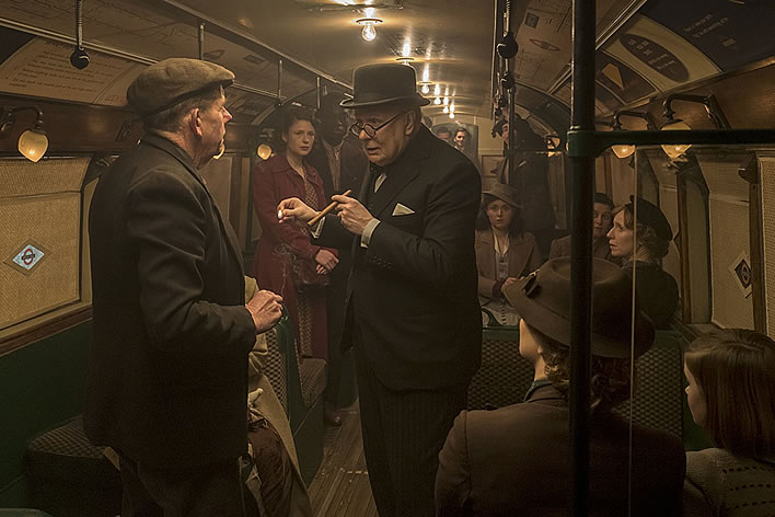 'Darkest Hour', 2017: Churchill (Gary Oldman) travelling on the London Underground 3.