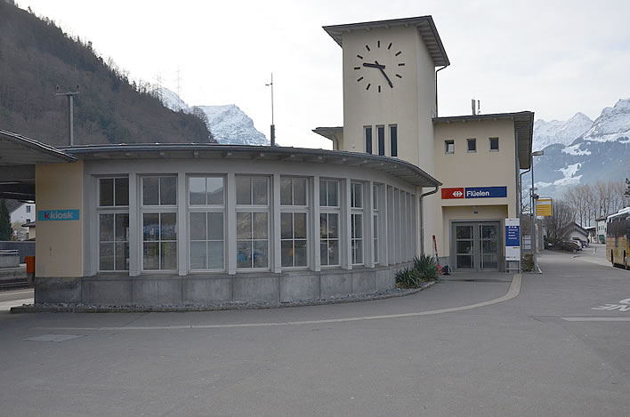 The railway station in Flüelen, Switzerland