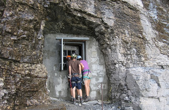 The Stollenloch on the former Rotstock Station from the Via Ferrata