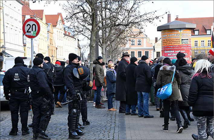 The 'Zukunft Heimat' demo in Cottbus on 24 February 2018.