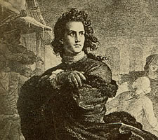 Goethe showing how it's done. Detail from Wilhelm von Kaulbach: 'Der junge Goethe auf dem Eise' 1867.