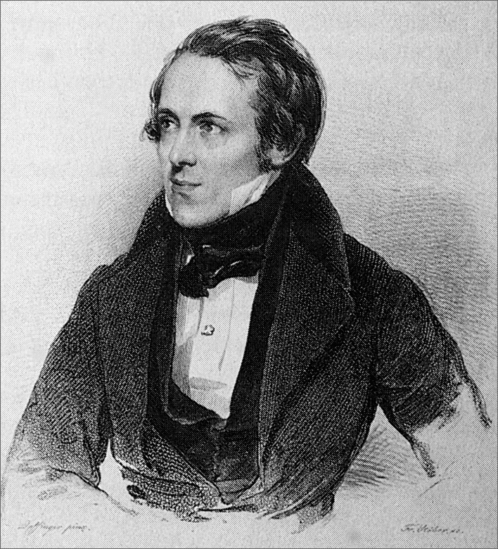 Eduard von Bauernfeld, ND. Lithograph by Franz Stöber on the basis of a sketch by Moritz Michael Daffinger.
