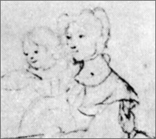 Carl Schubert, sketch of the Schubert family c.1822, detail.