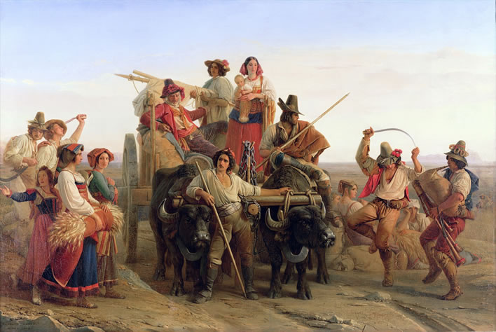 Léopold Robert, 'L'Arrivée des Moissonneurs dans les marais Pontins', 1830.