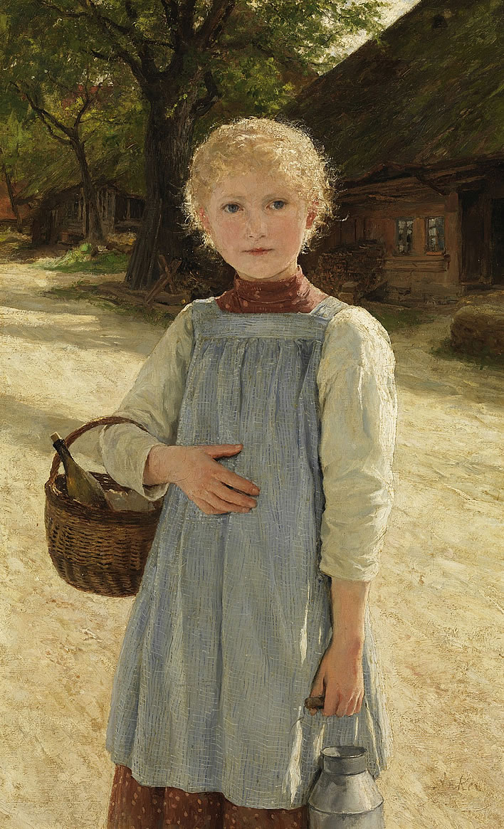 Albert Anker, Maedchen mit Milchkanne und Korb, ca. 1894.jpg