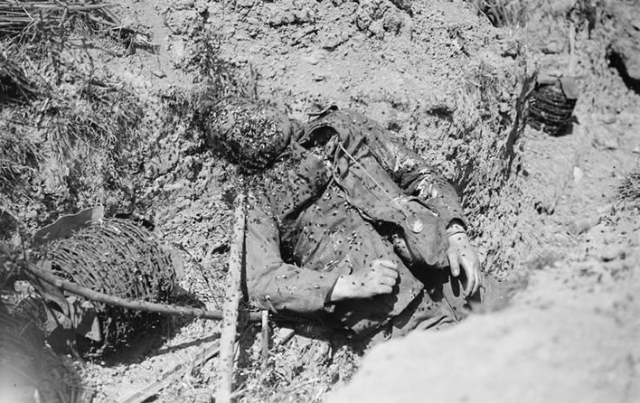 A dead soldier in the Spring Offensive 1918