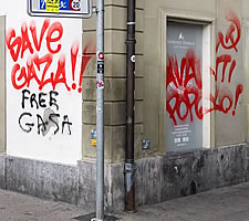 Berne riot 11.10.25: Save Gaza, Avanti popolo.