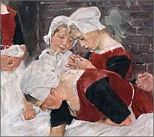 Max Liebermann, Free time in the Amsterdam orphanage, 1881 (detail).