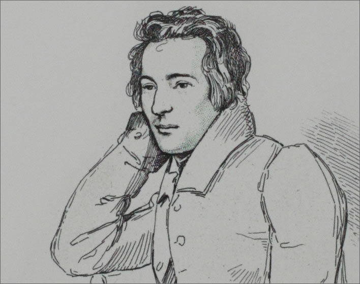 Heinrich Heine in an etching by Eduard Mandel (1810-1882) from a drawing by Franz Kugler (1808-1858), 1829