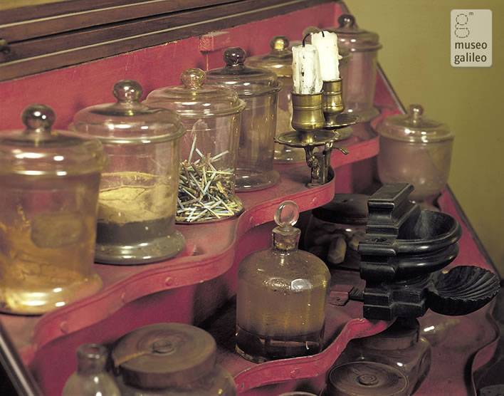 Some of the contents of Archduke Peter Leopold's chemistry cabinet.