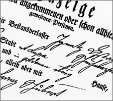 Franz Theodor's residence permit in Lichtental, Vienna