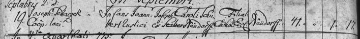 Death register entry Johann Joseph Schubert