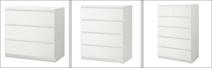 IKEA Malm series chests of drawers