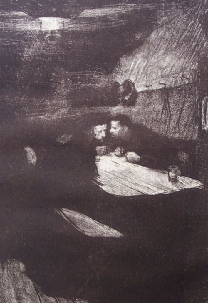 Käthe Kollwitz (1867-1945) 'Ein Weberaufstand - Beratung', 'Weavers' Revolt - Discussion', 1897.