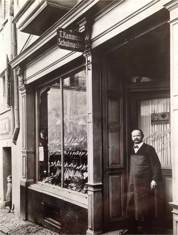 Titus Kammerer in front of his shop in an undated photograph.