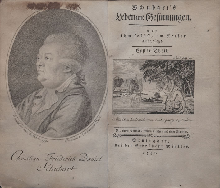 'Schubart's Leben und Gesinnungen', frontispiece and title page of part 1 of the first edition.