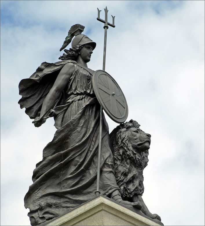 William Charles May, statue of Britannia on the Armada Memorial, Plymouth Hoe, 1888.