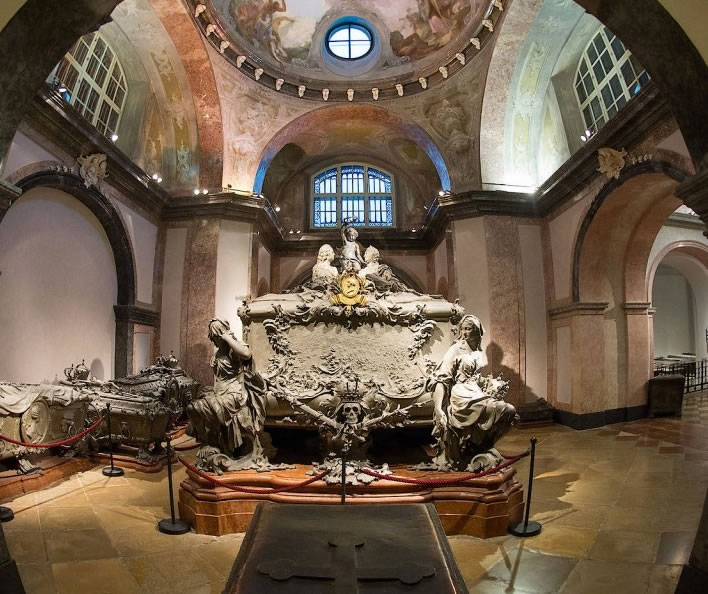 Tomb of Maria Thersia and Franz Stephan in the Imperial Crypt of the Capuchin Church, Vienna.