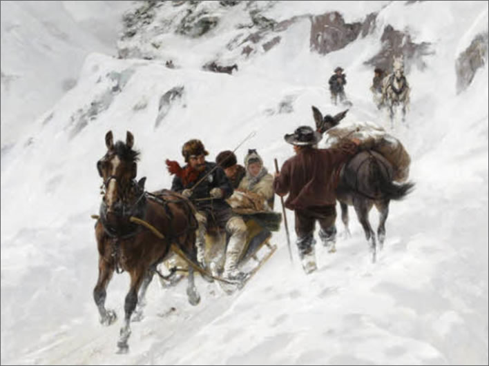Bachmann, Hans (1852-1917), Die Gotthardpost im Winter