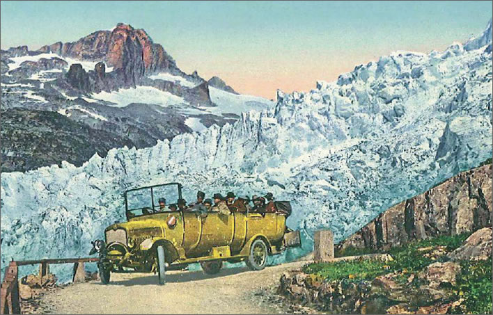 A Postauto on the Furka Pass between Brig (in Wallis) and Realp (in the Urserental), c.1921
