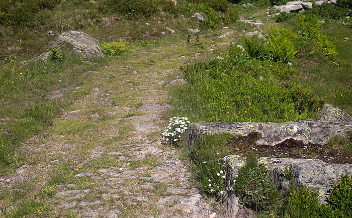 Remains of a pack route near the Gotthard Pass summit