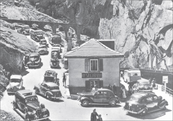 Postcard, Traffic in the Schöllenen, 1952