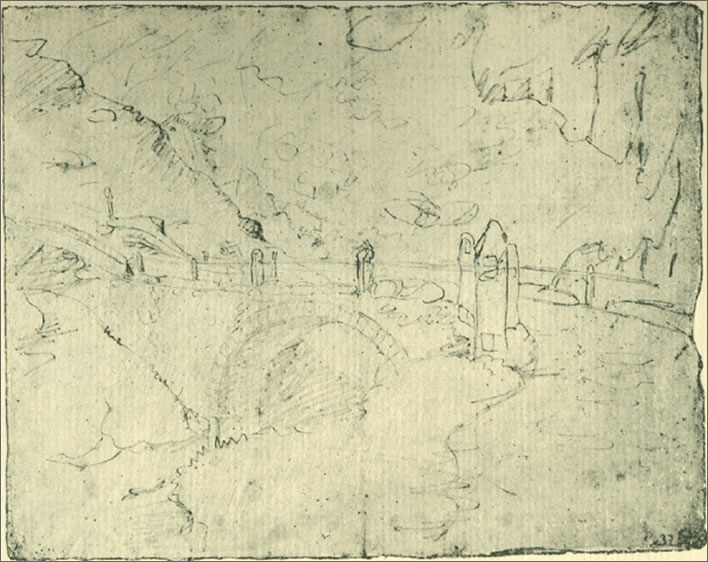 Goethe's sketch of the 'Teufelsbrücke'