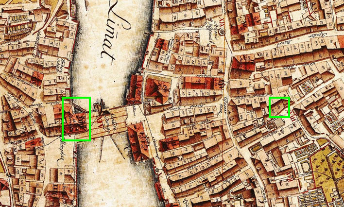 The centre of Zurich in the 'Müllerplan' of 1793