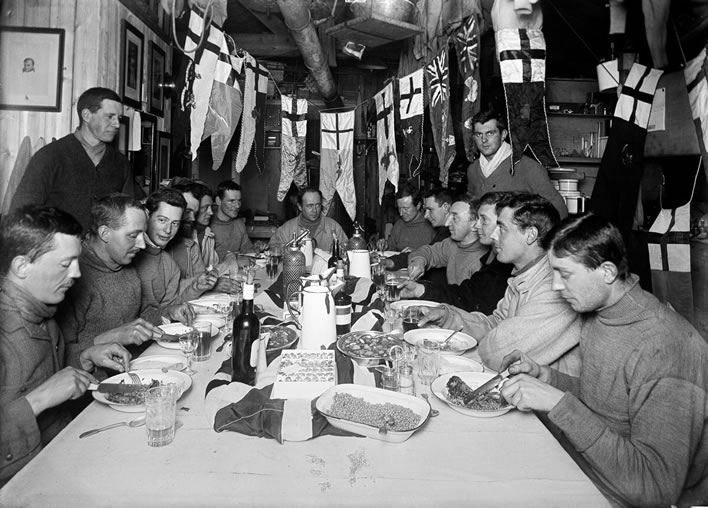Terra Nova expedition: Captain Scott's birthday dinner.