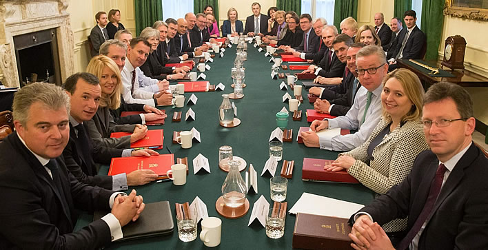 The UK cabinet 01.2018, reshuffled