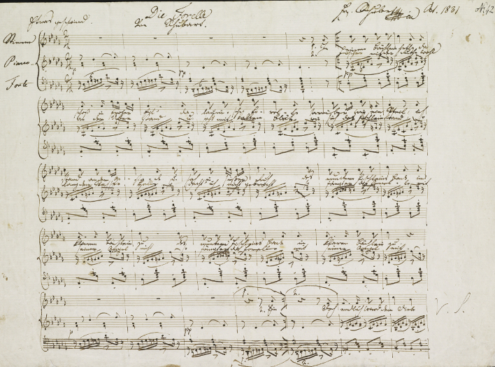 Autograph score of Die Forelle, 1821.