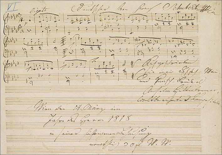 1818 autograph of Franz Schubert's 'Trauerwalzer'