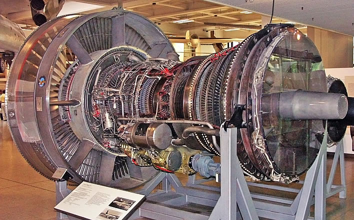 Pratt and Whitney JT9 turbofan engine