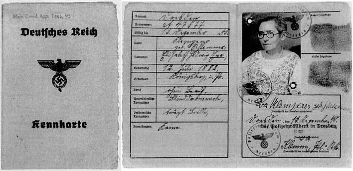 Eva Klemperer's ID card from the 1940s