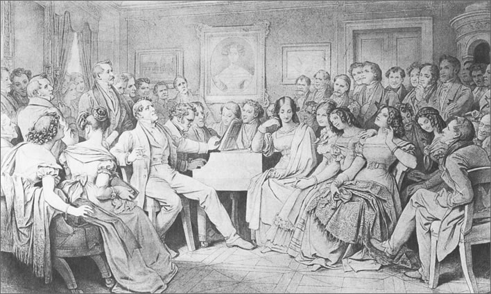 Moritz von Schwind: a Schubert evening at Josef von Spaun's.