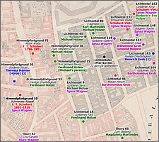 Residences of the Schubert, Wagner, Holzer and Grob families 1785~1820.