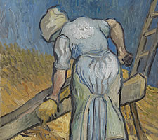 Vincent van Gogh, 'Peasant Woman Bruising Flax (after Millet)', 1889 (detail).