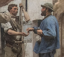 Léon Augustin Lhermitte's painting 'Paying the harvesters' (detail).